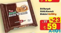 ETİ BURÇAK SÜTLÜ KREMALI BİSKÜVİ 4X100 G fiyat ve kampanya bilgisi